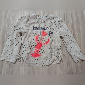 Koala Kids Baby Girl White Black Polka Dot Long Sleve Rash Guard Size 12-18mo EC